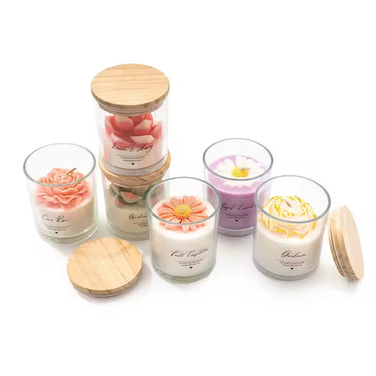 AIKUN Zen Ritual Aromatherapy Scented Candle Botanical Real Flower Petals Soy Wax Candle for Meditation Yoga