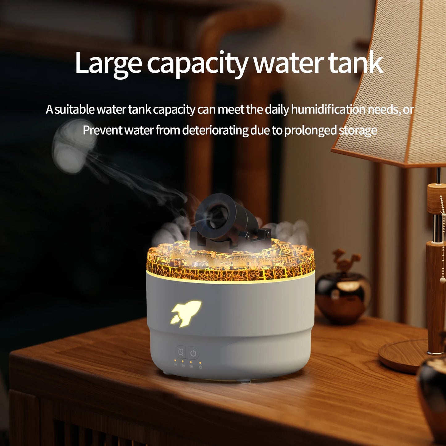 Electric Flame Smart Ultrasonic Humidifier with Aromatherapy & Night Light Household Use Plastic Mini USB
