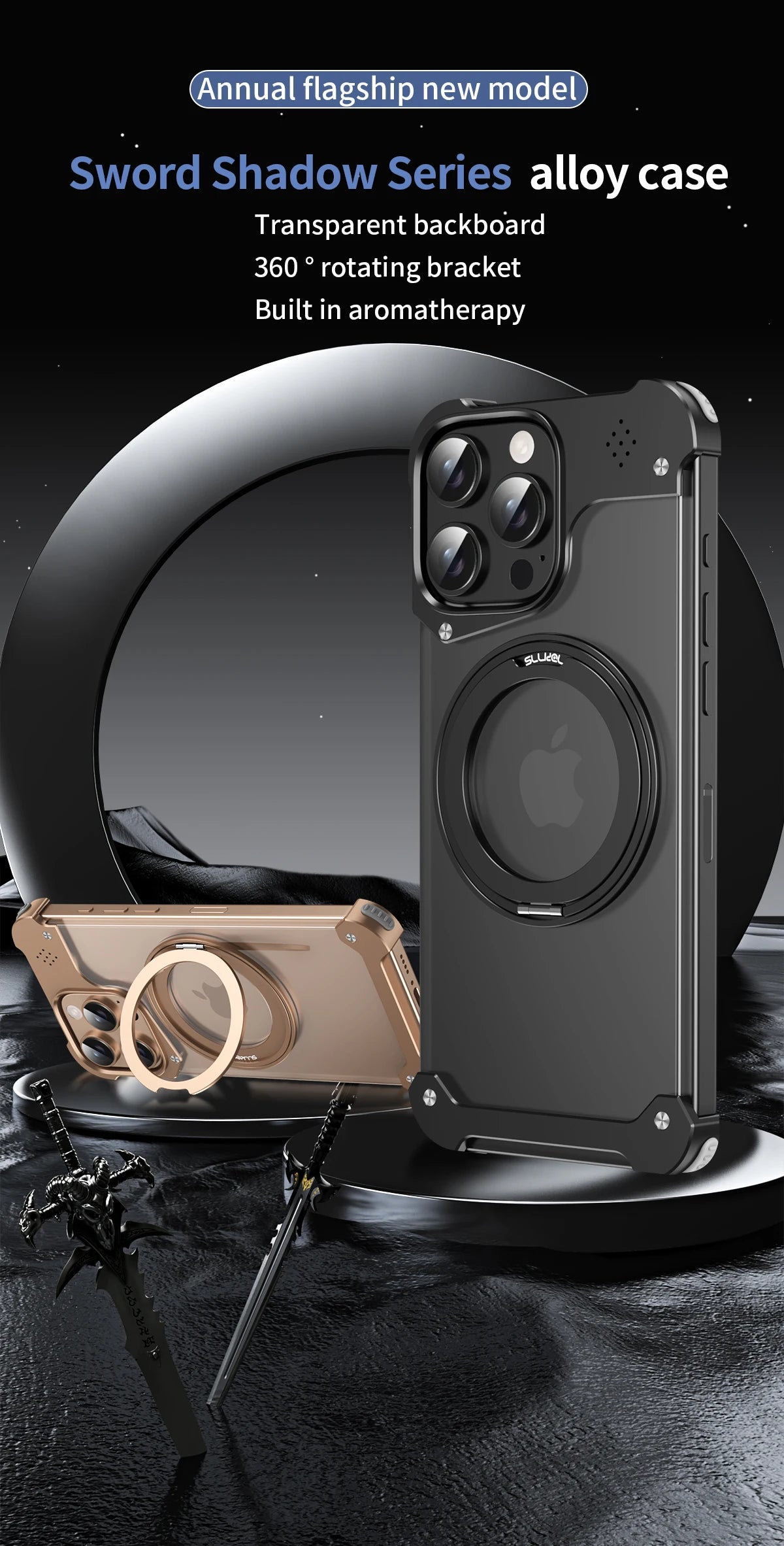 Shockproof 360 Rotation Ring Metal Cooling Case for iphone Magnetic Wireless Charging Stand Phone Case With Aromatherapy