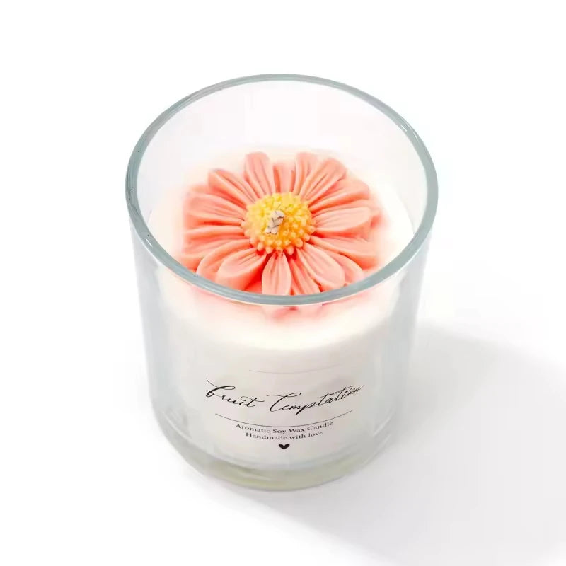 AIKUN Zen Ritual Aromatherapy Scented Candle Botanical Real Flower Petals Soy Wax Candle for Meditation Yoga