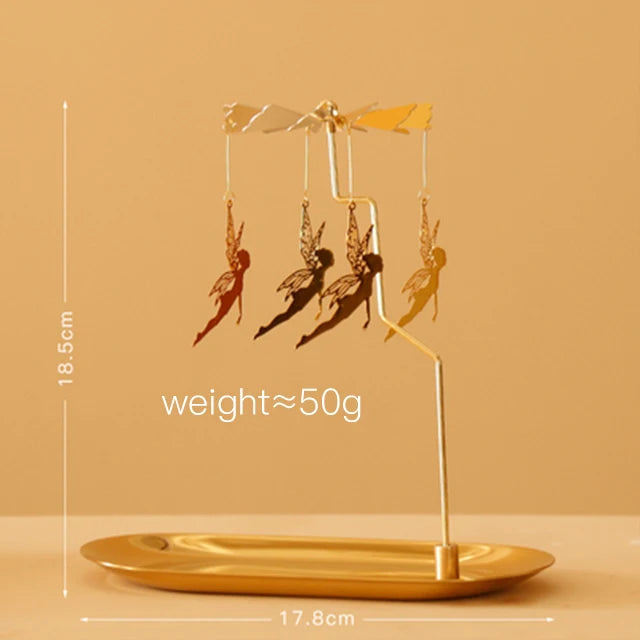 Creative Luxury  Golden Romantic Rotating Aromatherapy  Candlestick Christmas Gift Lantern  With Tray