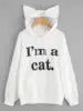 YSMARKET Women Sweatshirt Cat Slogan Print Cat Ear Kawaii Hoodie Sweatshirt  Print Cute Pullovers Long Sleeve Casual E01