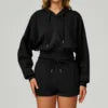 Women's Zippered Short Sweatshirt Hoodie for Autumn-Loose Fit Casual Sports Outfit for Running and Gym Wear