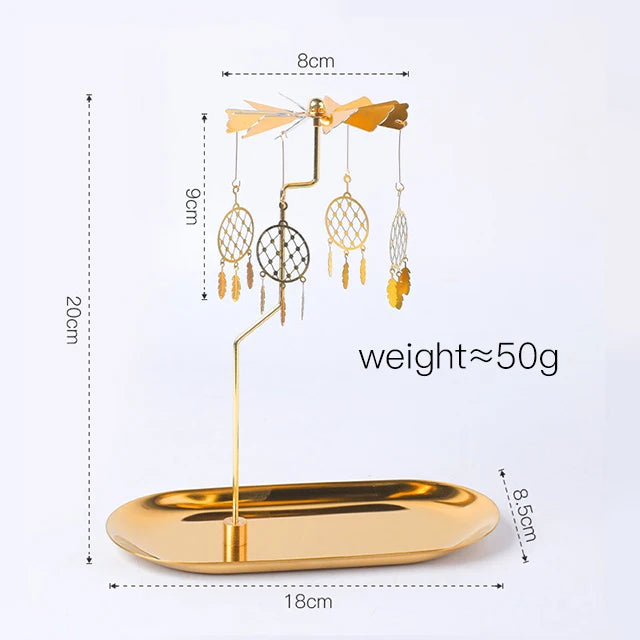 Creative Luxury  Golden Romantic Rotating Aromatherapy  Candlestick Christmas Gift Lantern  With Tray