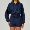 Women's Zippered Short Sweatshirt Hoodie for Autumn-Loose Fit Casual Sports Outfit for Running and Gym Wear