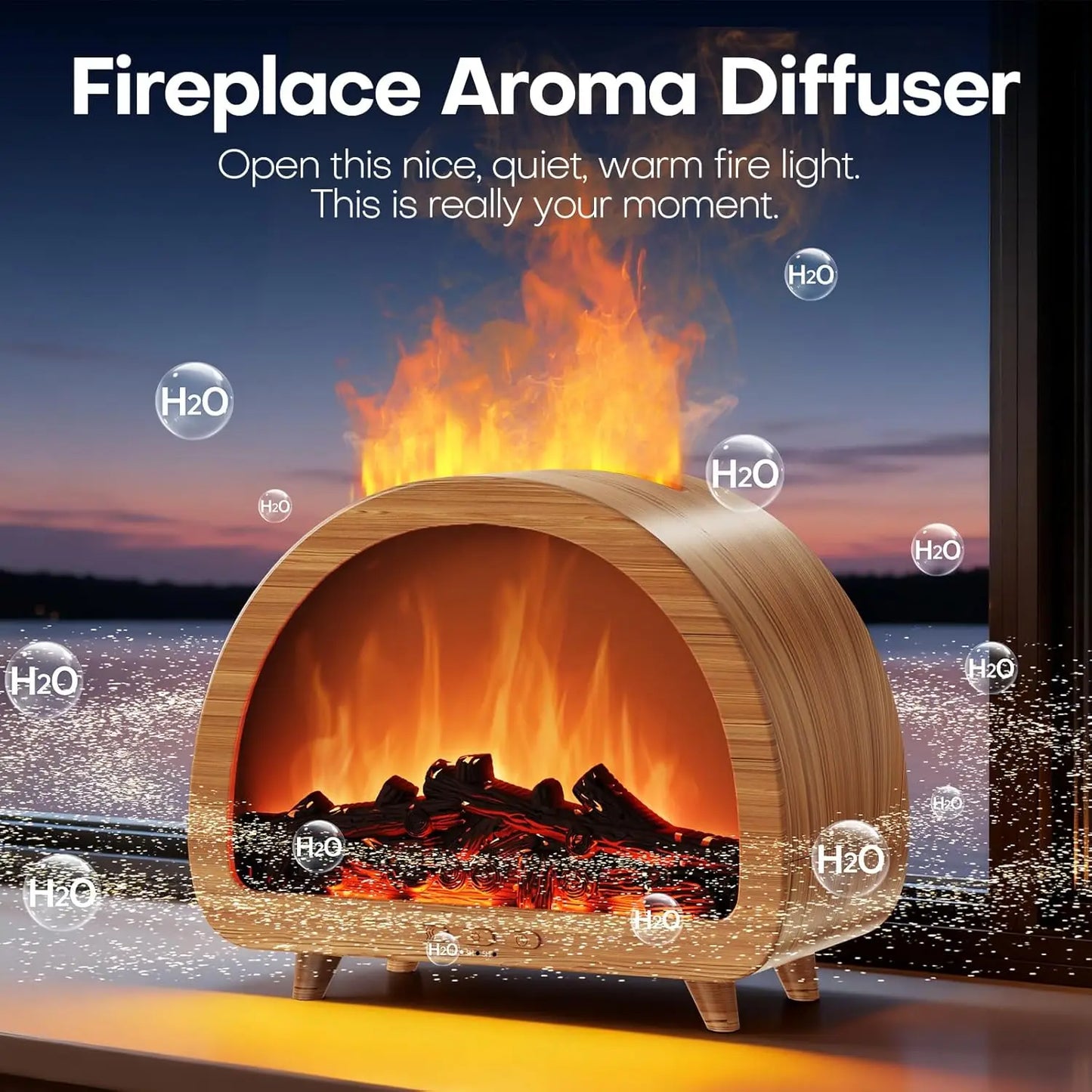 2026 Newest Portable USB Plastic Aroma Diffuser Flame Humidifier 3D Fire Ultrasonic Remote Control Aromatherapy for Household