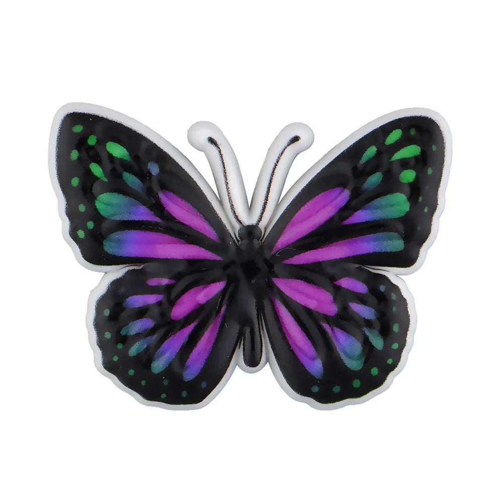 New Arrival Custom PVC Shoe Charms 3D UV Printing Flower Butterfly Design for Autism Beach Sandals Clogs Decoration Wholesale