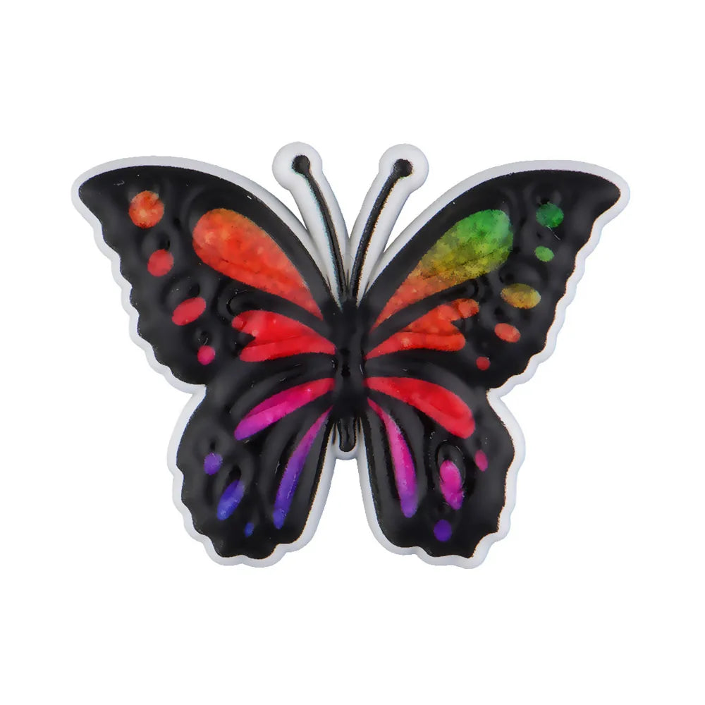 New Arrival Custom PVC Shoe Charms 3D UV Printing Flower Butterfly Design for Autism Beach Sandals Clogs Decoration Wholesale