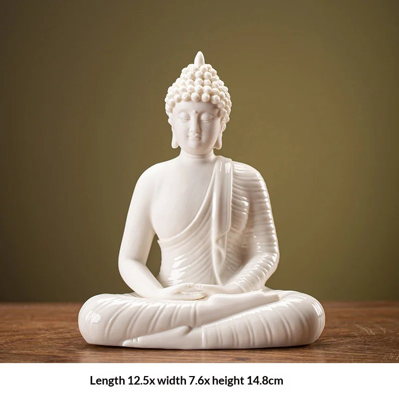 Light-emitting Diode Lamp Buddha Meditation Ceramic Guanyin Bodhisattva Shape Backflow Incense Burner Aromatic Sandalwood