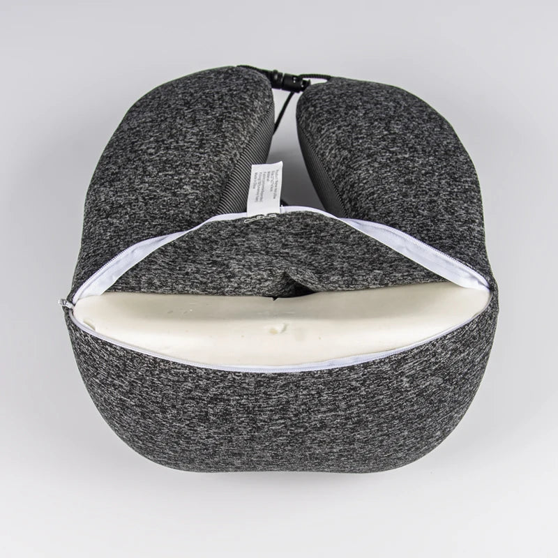 Hoodie Cervical Neck Pillow U Shape Memory Foam Travel Pillow for Adult Airplane Shoulder Pain Relief Comfortable