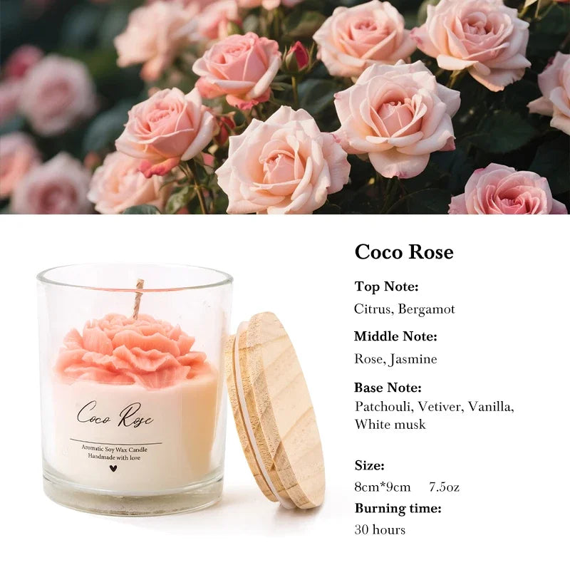 AIKUN Zen Ritual Scented Candle with Real Peony Petals Hand-poured Non-toxic Soy Wax Aromatherapy Candle for Mindful Living