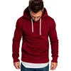 2021 New Men's Pure Color Outdoor Fitness Sports Slim Hoodie Top Men's Hooded Pullover