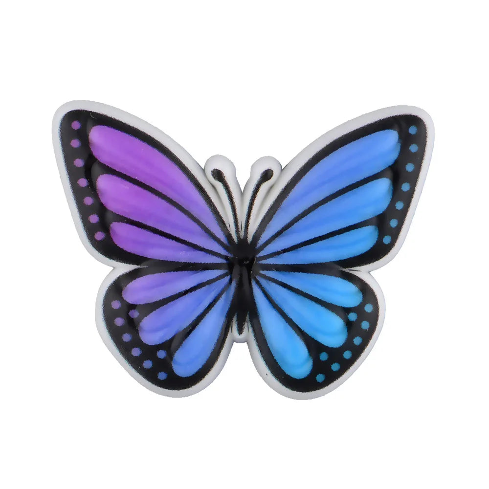 New Arrival Custom PVC Shoe Charms 3D UV Printing Flower Butterfly Design for Autism Beach Sandals Clogs Decoration Wholesale