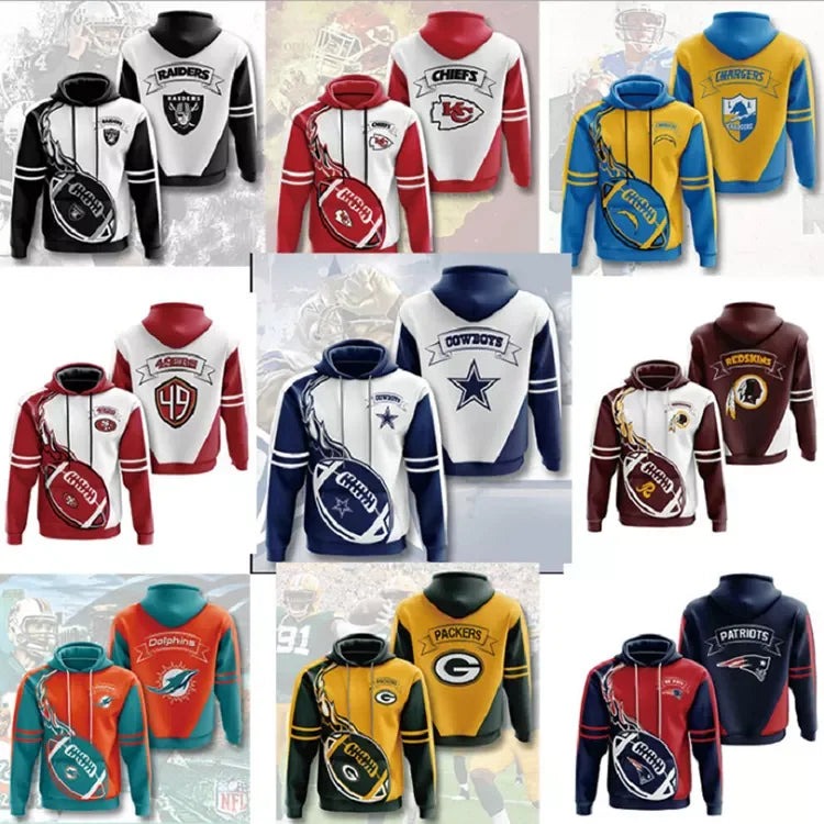 New Fashion America Hot Sale USA  Football Team Sports Hoodies 3D Print Customize Polyester Man Sports Sweatshirts Team Hoodies
