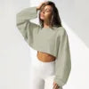 Custom logo Oversized Drop Shoulder Hoodie for Women Custom Crop Tops Solid Color Casual Tshirt  Style