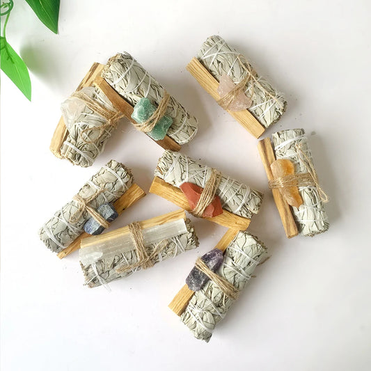 Natural Sage Peru Holy Wood  Crystal Original Stone Aromatherapy Set Yoga Meditation Indoor Purification