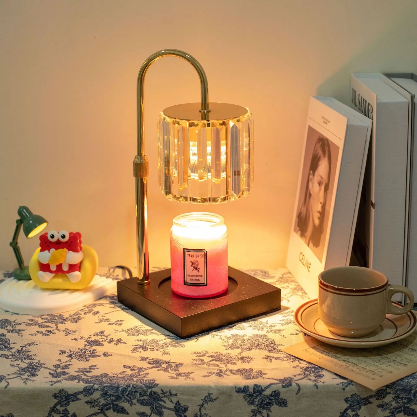 Adjustable-height Flameless Aromatherapy Lamp with Timer, Crystal Wax Melter and Night Light