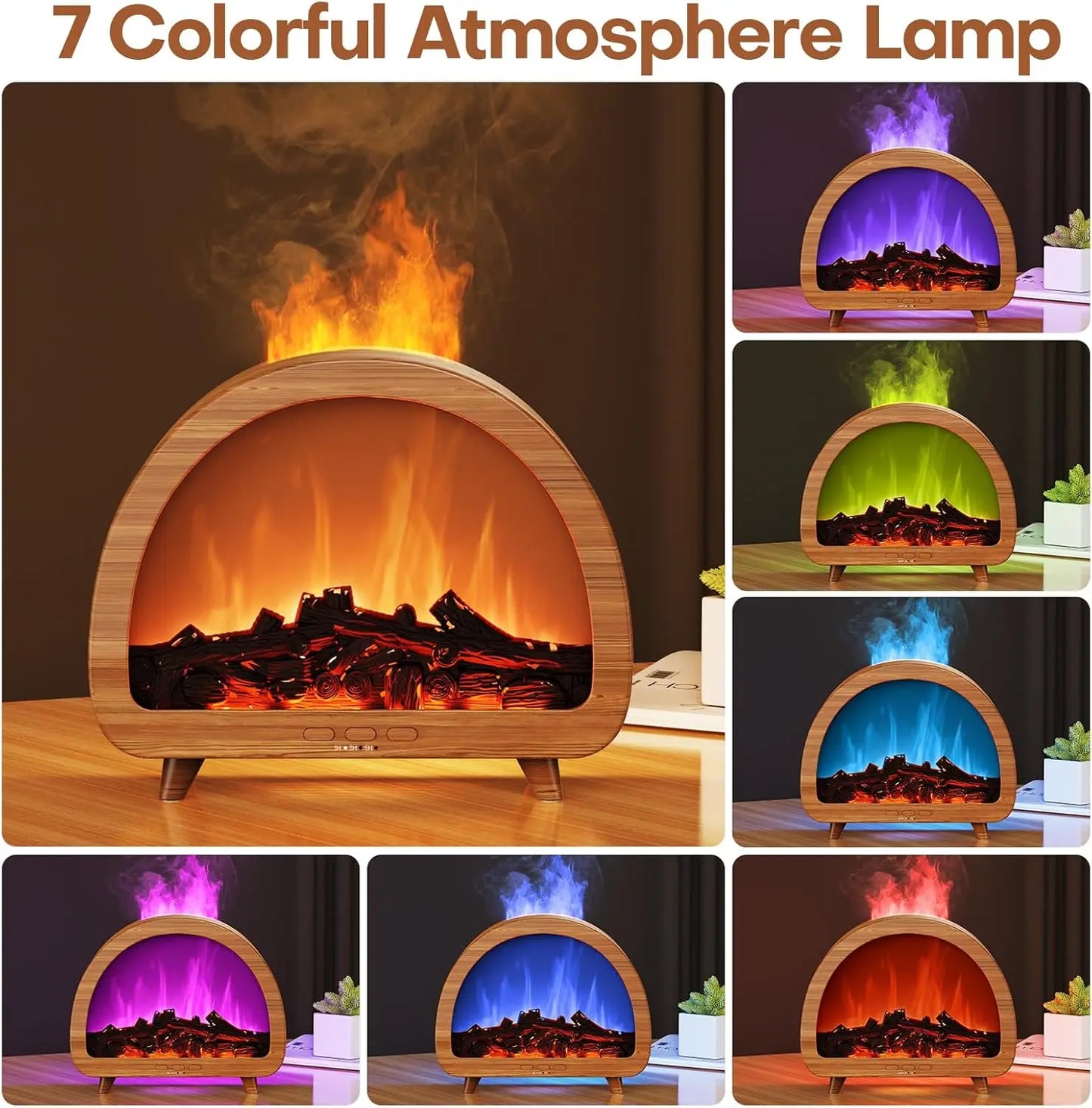 2026 Newest Portable USB Plastic Aroma Diffuser Flame Humidifier 3D Fire Ultrasonic Remote Control Aromatherapy for Household