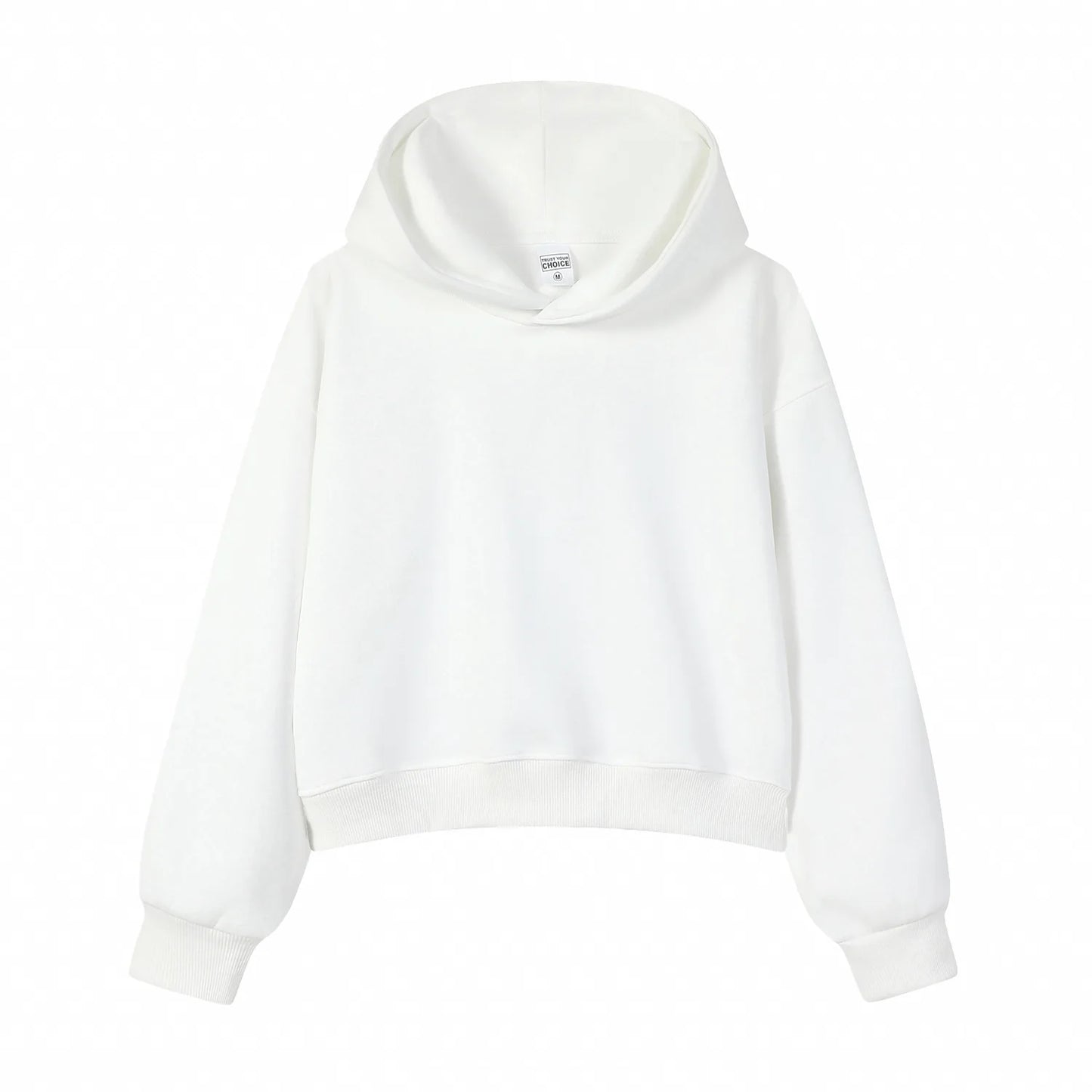 Customize Front Women's High Quality 100% Cotton Eco-Friendly Simple Solid Color Autumn/Winter Crop Hoodie Fashionable Street