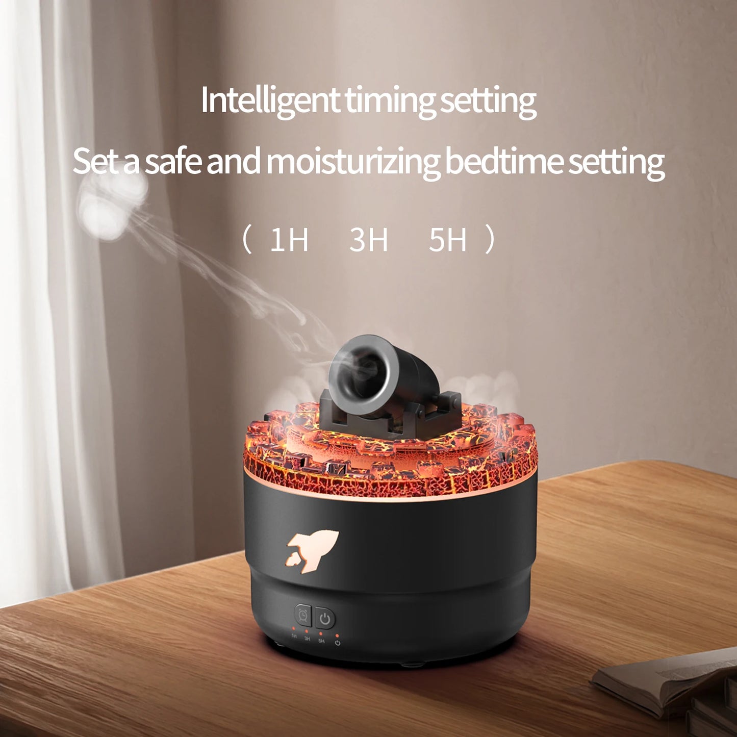 Electric Flame Smart Ultrasonic Humidifier with Aromatherapy & Night Light Household Use Plastic Mini USB