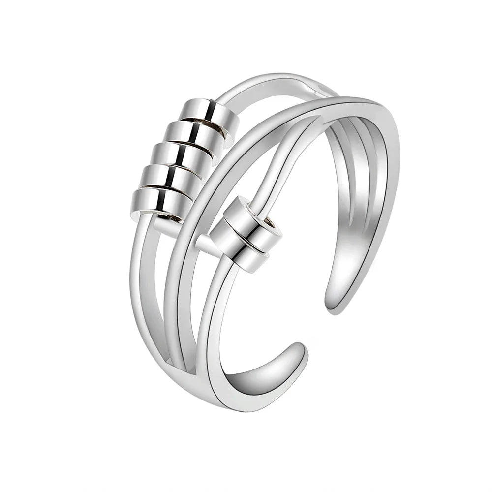 Energinox Dropshipping Adjustable Anxiety Jewelry Fidget Spinning Sterling Silver Ring