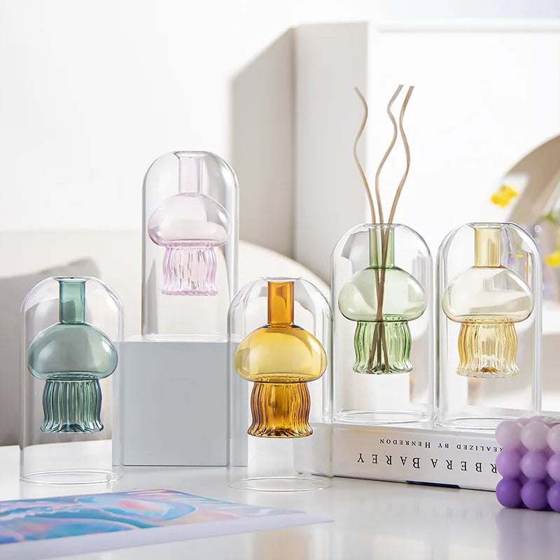 Non-fire Aromatherapy Jellyfish Style High Borosilicate Glass Ornament Diffuser Bottle