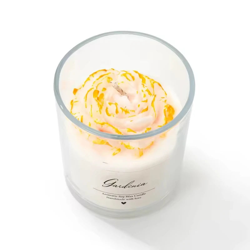 AIKUN Zen Ritual Scented Candle with Real Peony Petals Hand-poured Non-toxic Soy Wax Aromatherapy Candle for Mindful Living