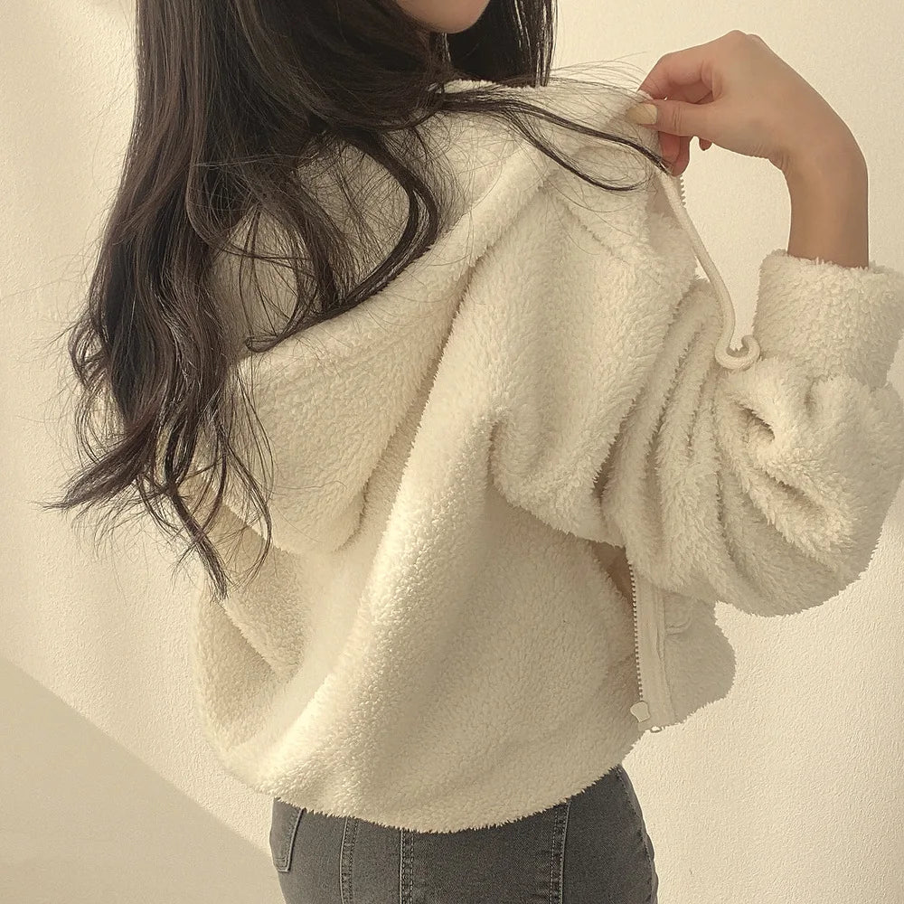 OEM/ODM Custom High Quality Women's Hoodie Breathable Anti-shrink Lined Casual Short Autumn Knitted