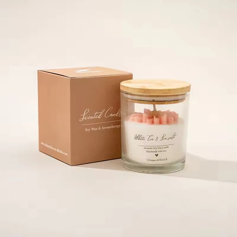 AIKUN Zen Ritual Aromatherapy Scented Candle Botanical Real Flower Petals Soy Wax Candle for Meditation Yoga