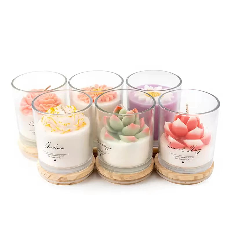 AIKUN Zen Ritual Scented Candle with Real Peony Petals Hand-poured Non-toxic Soy Wax Aromatherapy Candle for Mindful Living