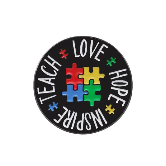Autism Awareness Teacher Enamel Pins Teach Accept Understand Love Brooches Lapel Badge Rainbow Picture Puzzle Pin for Autism