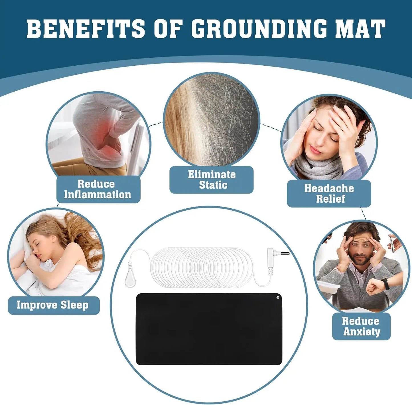 Home Office Relieves Stress and Anxiety Leather Rubber Antistatic Yoga Meditation Grounding Mat