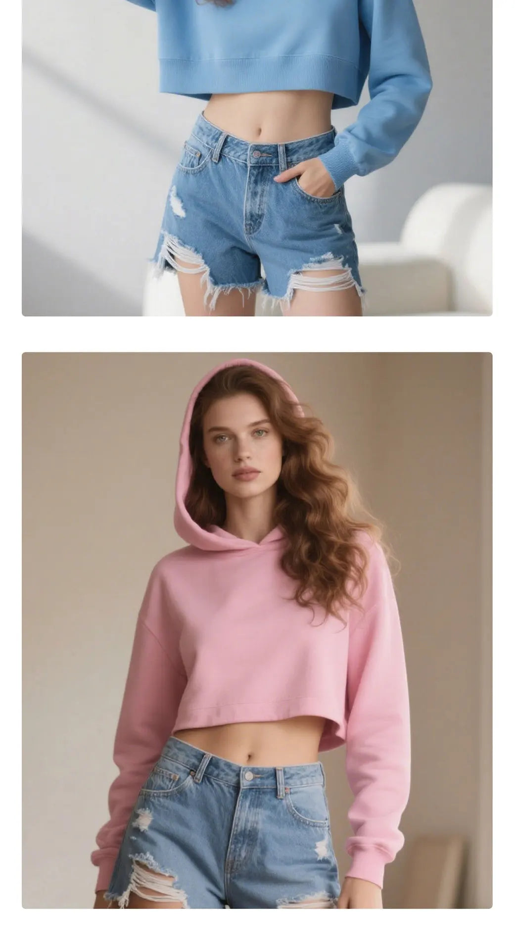 Customize Front Women's High Quality 100% Cotton Eco-Friendly Simple Solid Color Autumn/Winter Crop Hoodie Fashionable Street