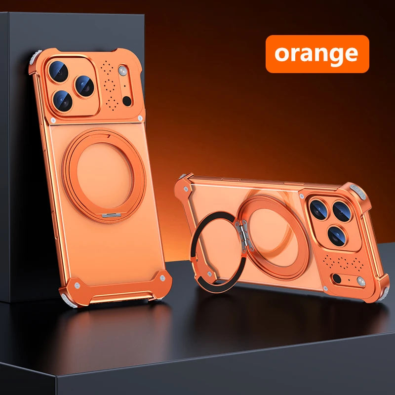 Shockproof 360 Rotation Ring Metal Cooling Case for iphone Magnetic Wireless Charging Stand Phone Case With Aromatherapy