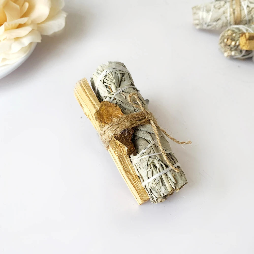Natural Sage Peru Holy Wood  Crystal Original Stone Aromatherapy Set Yoga Meditation Indoor Purification