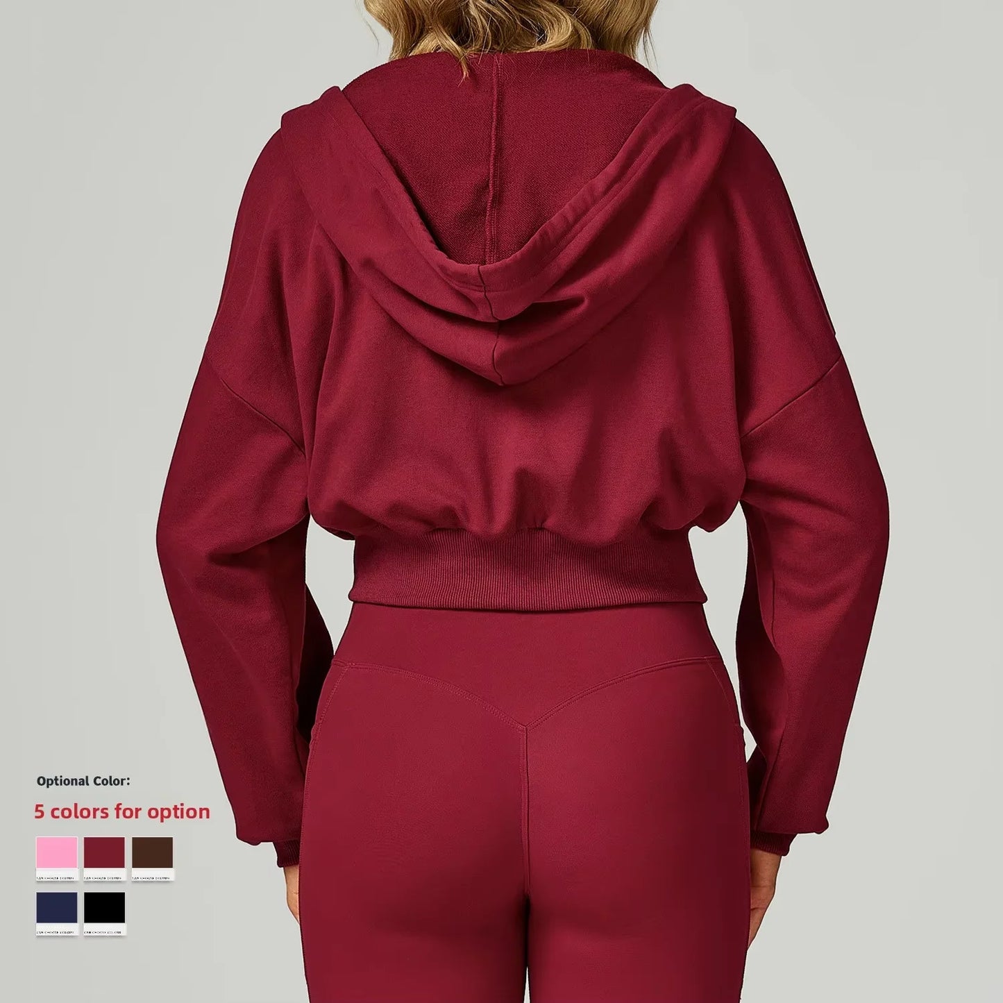 Women's Zippered Short Sweatshirt Hoodie for Autumn-Loose Fit Casual Sports Outfit for Running and Gym Wear