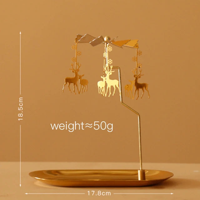 Creative Luxury  Golden Romantic Rotating Aromatherapy  Candlestick Christmas Gift Lantern  With Tray