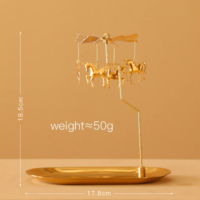Creative Luxury  Golden Romantic Rotating Aromatherapy  Candlestick Christmas Gift Lantern  With Tray