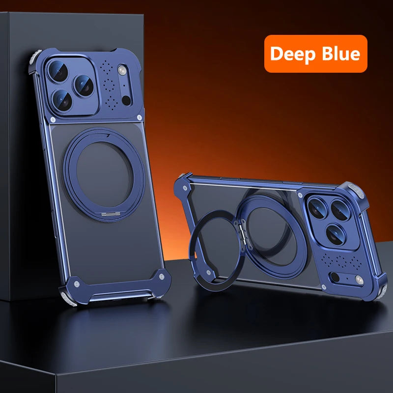 Shockproof 360 Rotation Ring Metal Cooling Case for iphone Magnetic Wireless Charging Stand Phone Case With Aromatherapy