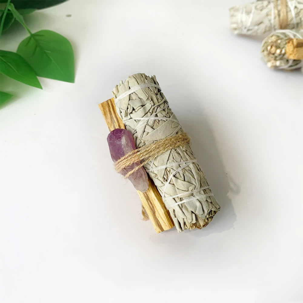Natural Sage Peru Holy Wood  Crystal Original Stone Aromatherapy Set Yoga Meditation Indoor Purification