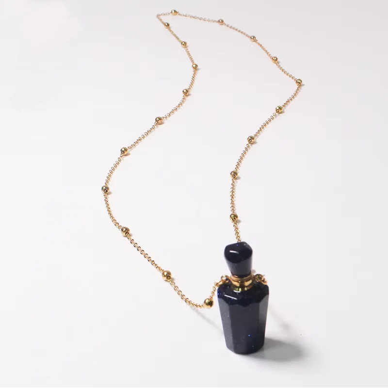 Reiki Natural White Crystal Amethyst Perfume Essential Oil Bottle Aromatherapy Hair Powder Empty Bottle Fashion Pendant Necklace