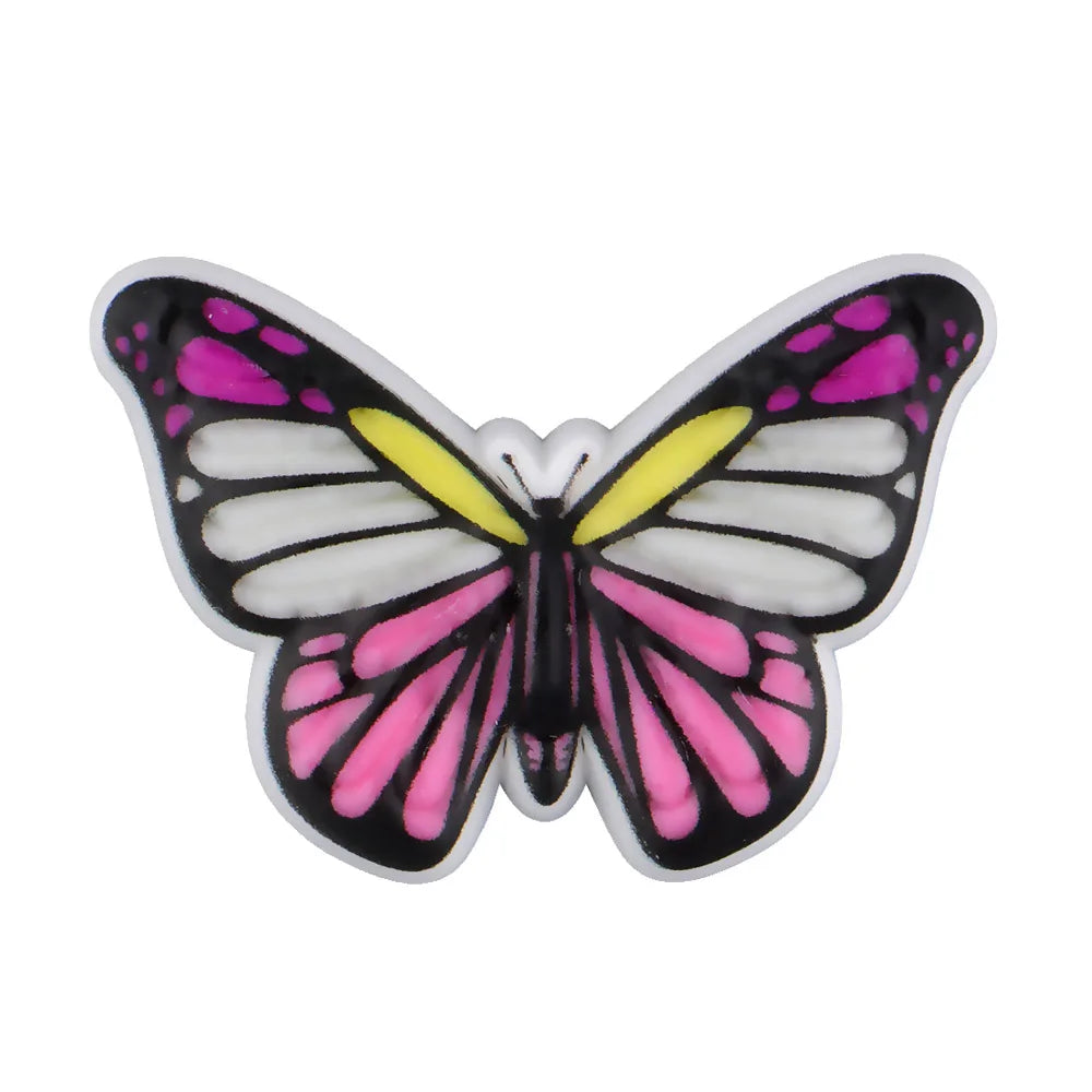 New Arrival Custom PVC Shoe Charms 3D UV Printing Flower Butterfly Design for Autism Beach Sandals Clogs Decoration Wholesale