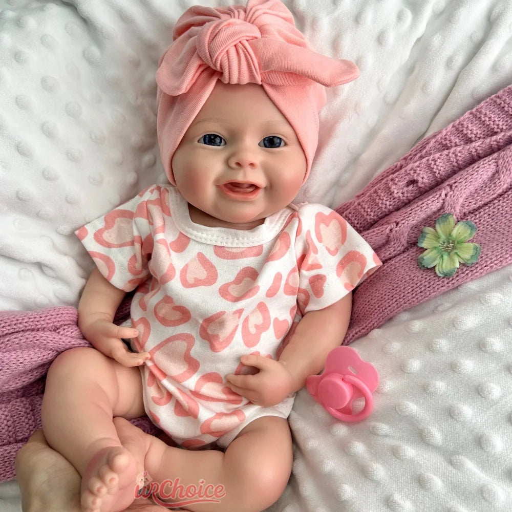 Factory Direct 18Inch Silicone Reborn Baby Doll Open Mouth Girl Realistic Vein Detail Baby Memorial Keepsake Collectible