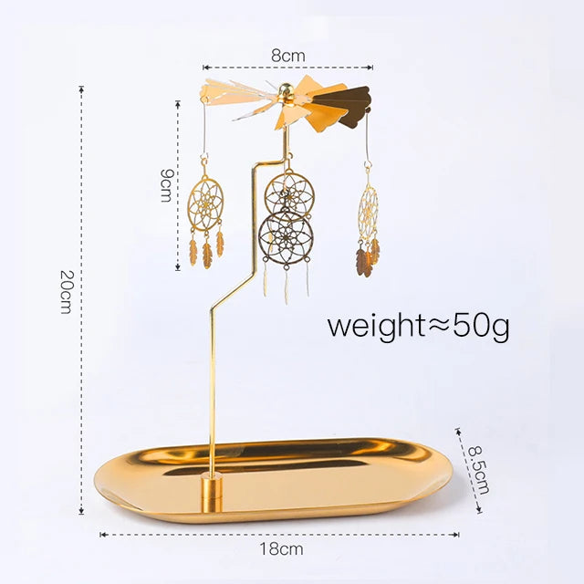 Creative Luxury  Golden Romantic Rotating Aromatherapy  Candlestick Christmas Gift Lantern  With Tray