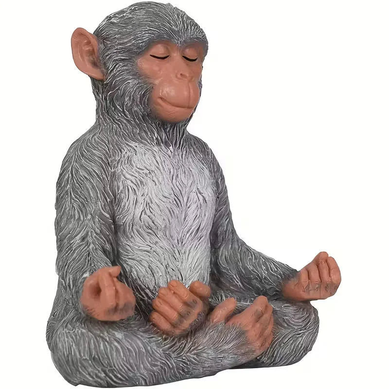 Zen Meditation Monkey Figurine-Lifelike Resin 3D Statue Peaceful Healing Decor for Courtyard/Terrace