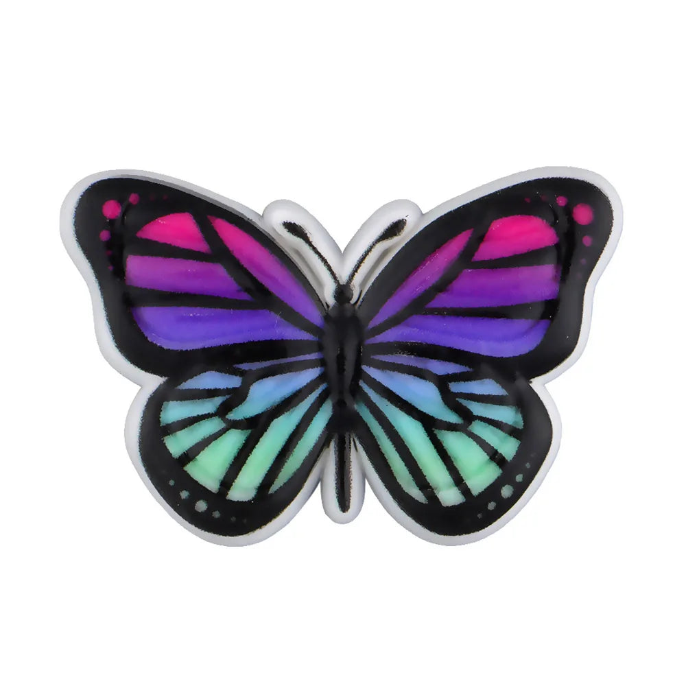 New Arrival Custom PVC Shoe Charms 3D UV Printing Flower Butterfly Design for Autism Beach Sandals Clogs Decoration Wholesale