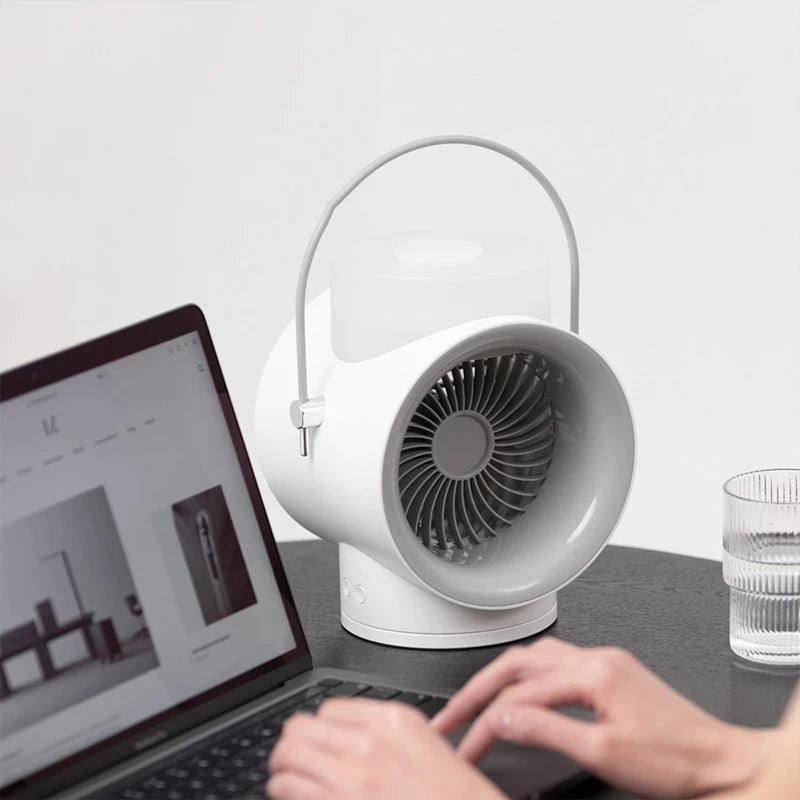 New Auto Rotation Desktop Air Condition Fan 4000mAh Rechargeable Battery 3-Speed Water Mist Fan Warm Night Light Aromatherapy