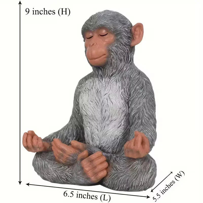Zen Meditation Monkey Figurine-Lifelike Resin 3D Statue Peaceful Healing Decor for Courtyard/Terrace