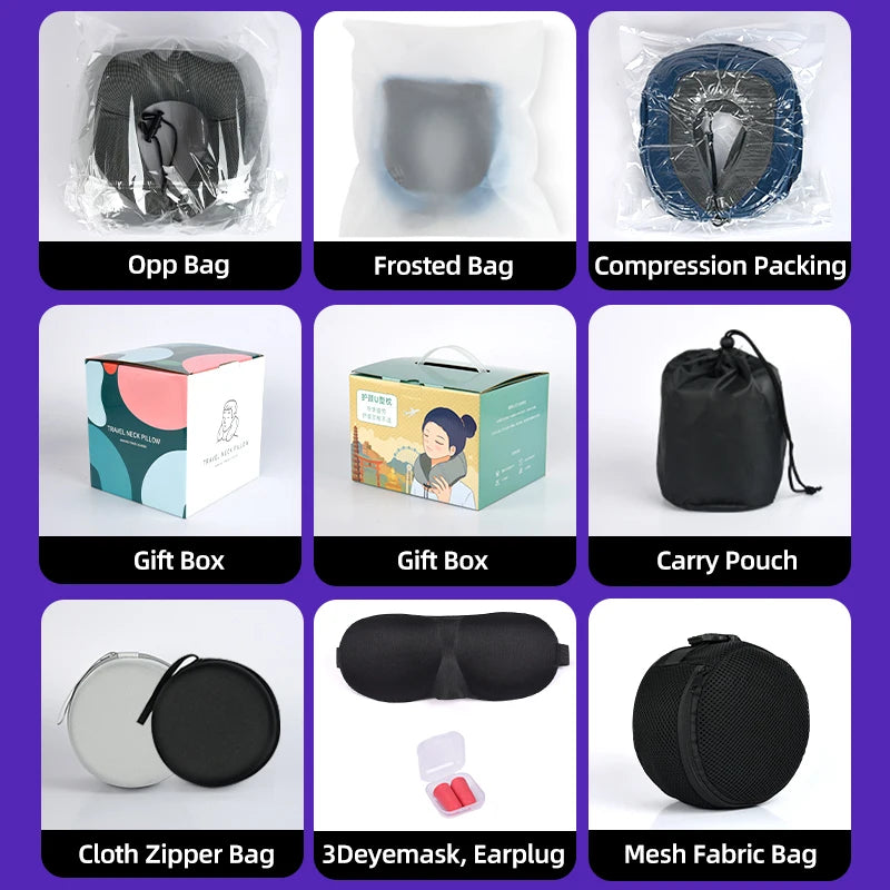 Hoodie Cervical Neck Pillow U Shape Memory Foam Travel Pillow for Adult Airplane Shoulder Pain Relief Comfortable