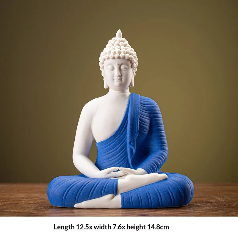 Light-emitting Diode Lamp Buddha Meditation Ceramic Guanyin Bodhisattva Shape Backflow Incense Burner Aromatic Sandalwood